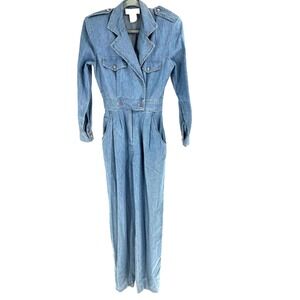 Vintage d. Frank Denim Jumpsuit Women's 4 USA Made 80s 90s Studded Epaulettes
